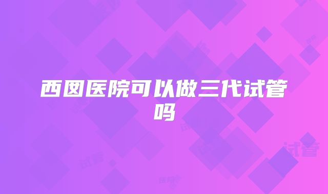 西囡医院可以做三代试管吗
