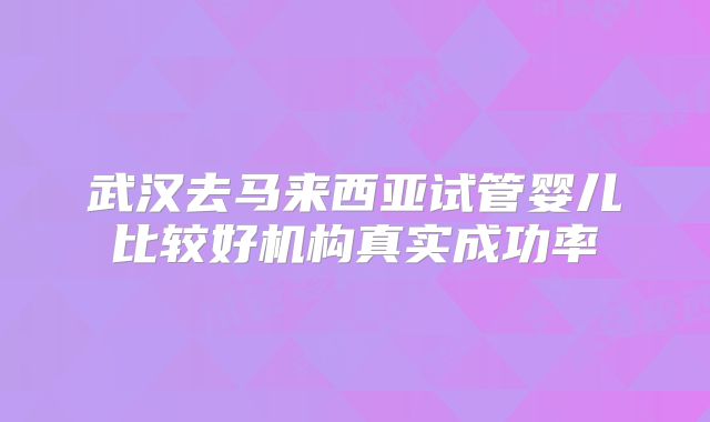 武汉去马来西亚试管婴儿比较好机构真实成功率