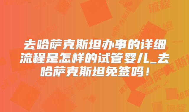 去哈萨克斯坦办事的详细流程是怎样的试管婴儿_去哈萨克斯坦免签吗！