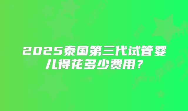 2025泰国第三代试管婴儿得花多少费用？