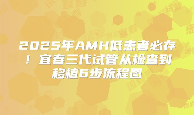 2025年AMH低患者必存!宜春三代试管从检查到移植6步流程图