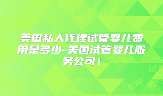 美国私人代理试管婴儿费用是多少-美国试管婴儿服务公司！
