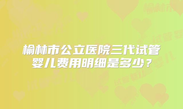 榆林市公立医院三代试管婴儿费用明细是多少?