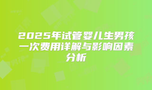 2025年试管婴儿生男孩一次费用详解与影响因素分析