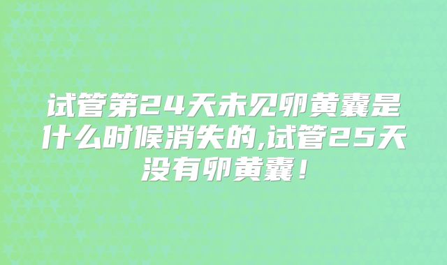 试管第24天未见卵黄囊是什么时候消失的,试管25天没有卵黄囊！