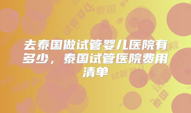 去泰国做试管婴儿医院有多少,泰国试管医院费用清单