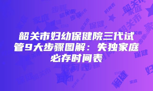 韶关市妇幼保健院三代试管9大步骤图解：失独家庭必存时间表