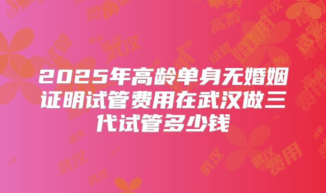 2025年高龄单身无婚姻证明试管费用在武汉做三代试管多少钱