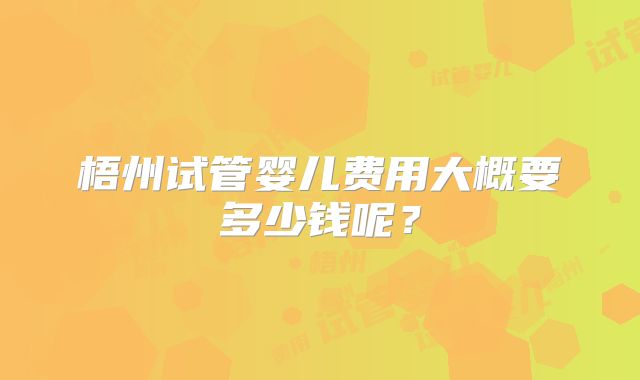 梧州试管婴儿费用大概要多少钱呢？