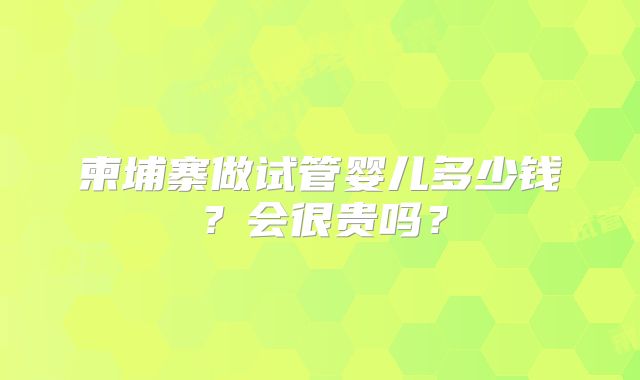 柬埔寨做试管婴儿多少钱？会很贵吗？