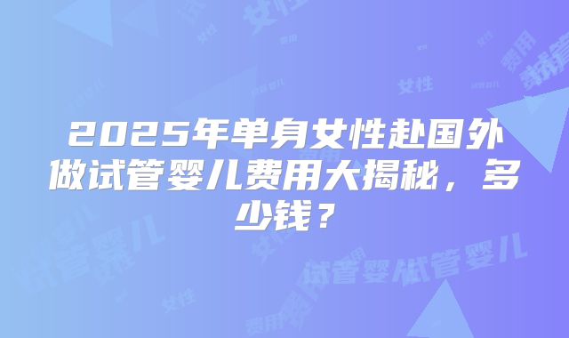 2025年单身女性赴国外做试管婴儿费用大揭秘,多少钱?
