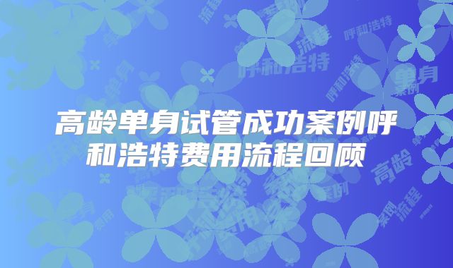 高龄单身试管成功案例呼和浩特费用流程回顾
