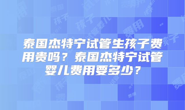 泰国杰特宁试管生孩子费用贵吗？泰国杰特宁试管婴儿费用要多少？