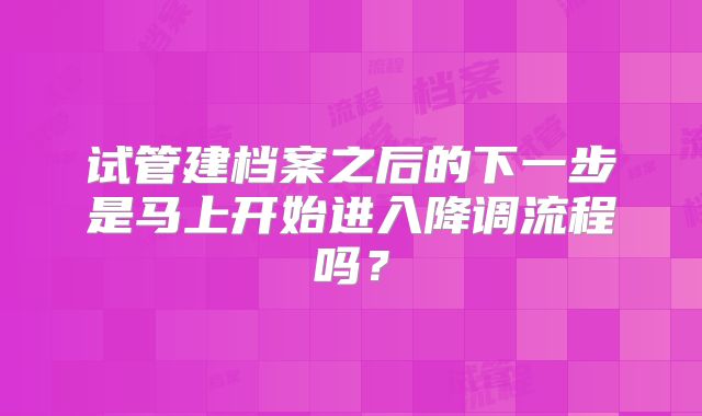 试管建档案之后的下一步是马上开始进入降调流程吗？