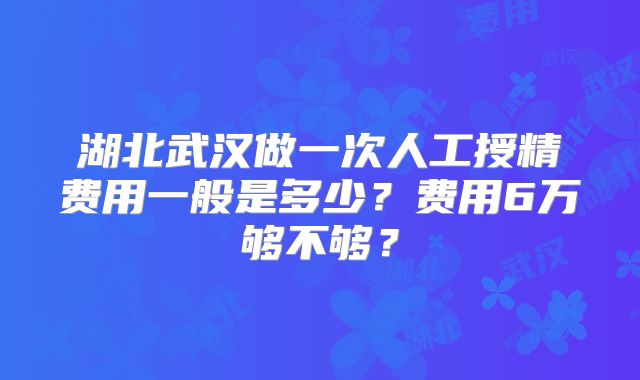 湖北武汉做一次人工授精费用一般是多少?费用6万够不够?