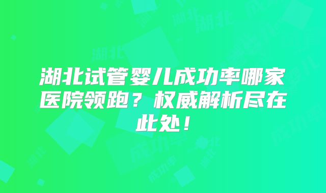 湖北试管婴儿成功率哪家医院领跑？权威解析尽在此处！