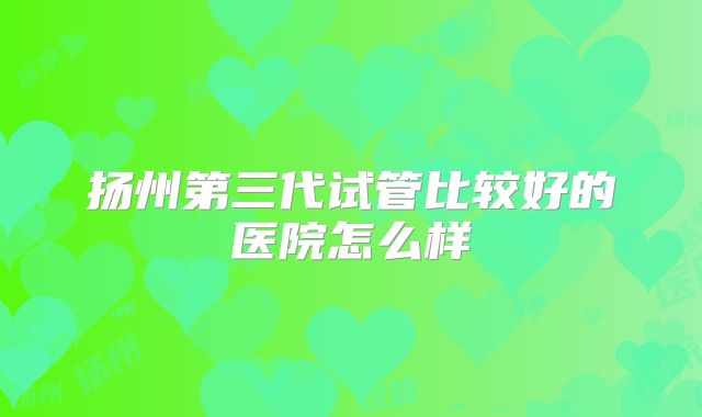 扬州第三代试管比较好的医院怎么样