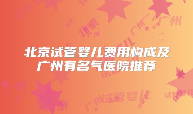 北京试管婴儿费用构成及广州有名气医院推荐
