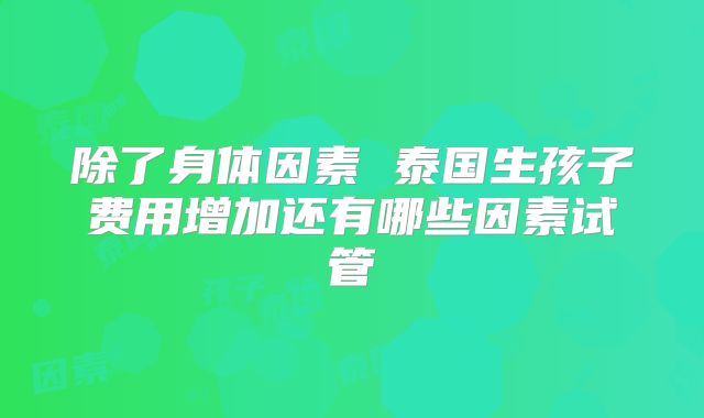 除了身体因素 泰国生孩子费用增加还有哪些因素试管