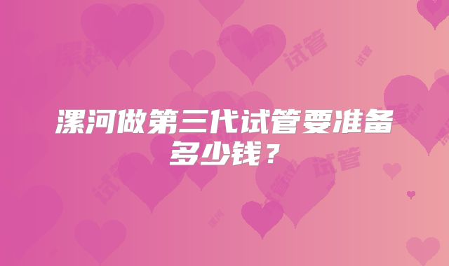 漯河做第三代试管要准备多少钱？