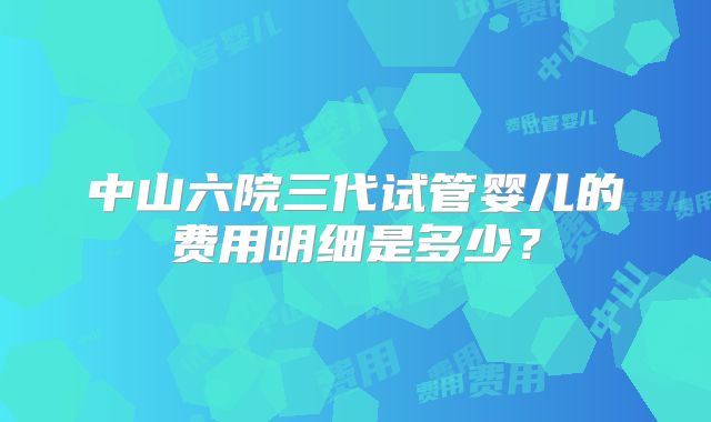 中山六院三代试管婴儿的费用明细是多少？