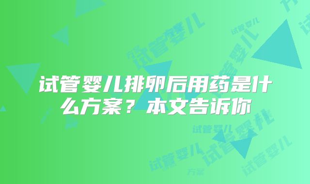 试管婴儿排卵后用药是什么方案？本文告诉你