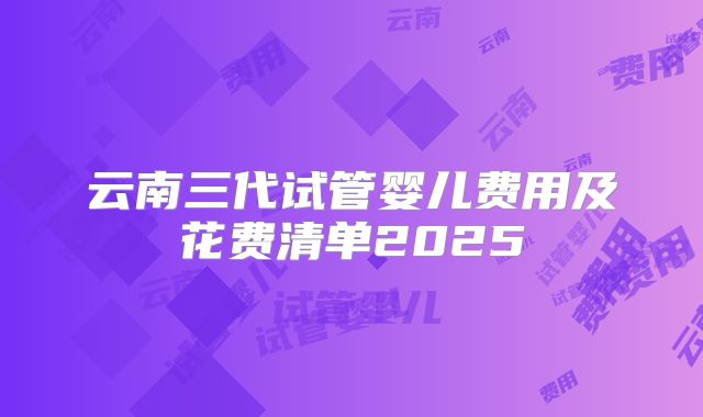 云南三代试管婴儿费用及花费清单2025