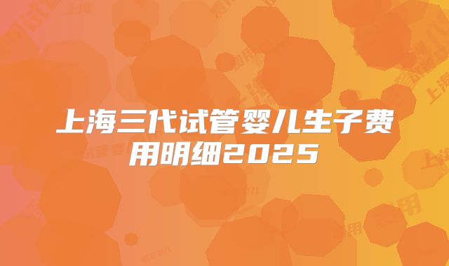 上海三代试管婴儿生子费用明细2025