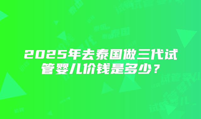 2025年去泰国做三代试管婴儿价钱是多少?
