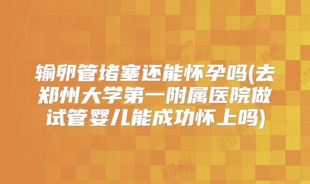输卵管堵塞还能怀孕吗(去郑州大学第一附属医院做试管婴儿能成功怀上吗)