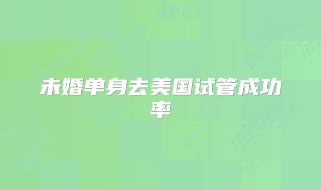 未婚单身去美国试管成功率