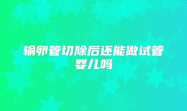 输卵管切除后还能做试管婴儿吗
