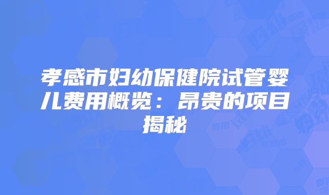 孝感市妇幼保健院试管婴儿费用概览：昂贵的项目揭秘
