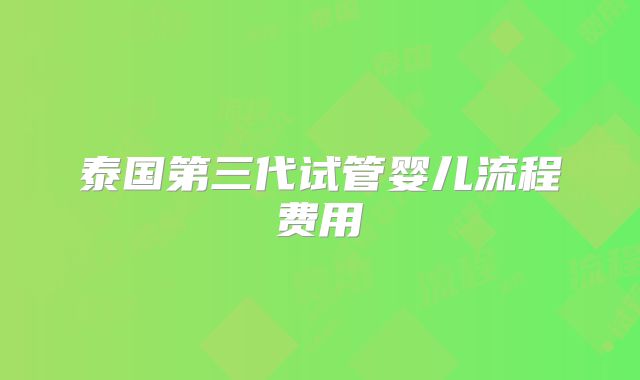 泰国第三代试管婴儿流程费用