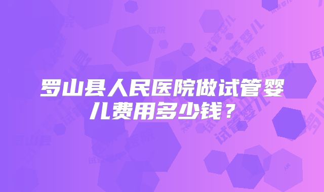 罗山县人民医院做试管婴儿费用多少钱？