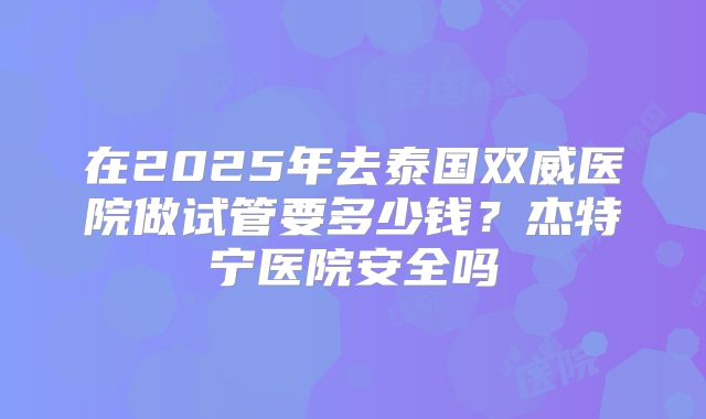 在2025年去泰国双威医院做试管要多少钱?杰特宁医院安全吗