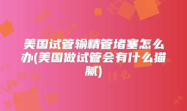 美国试管输精管堵塞怎么办(美国做试管会有什么猫腻)