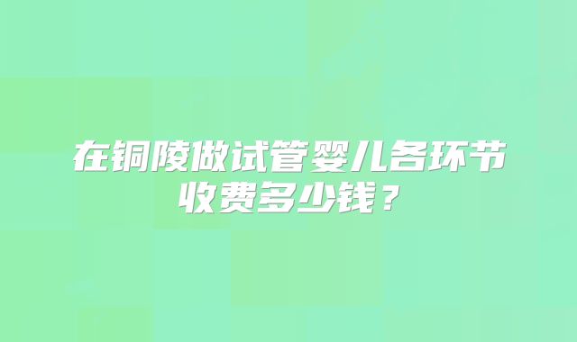 在铜陵做试管婴儿各环节收费多少钱？