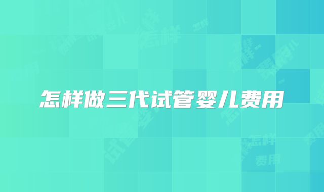 怎样做三代试管婴儿费用