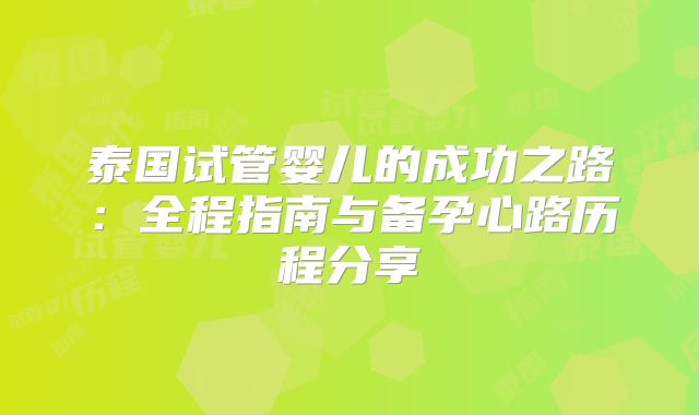 泰国试管婴儿的成功之路：全程指南与备孕心路历程分享