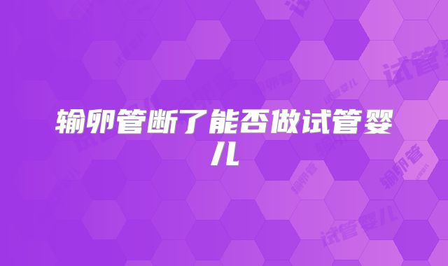 输卵管断了能否做试管婴儿