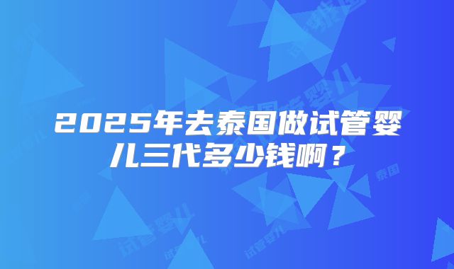 2025年去泰国做试管婴儿三代多少钱啊？