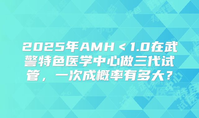 2025年AMH＜1.0在武警特色医学中心做三代试管，一次成概率有多大？