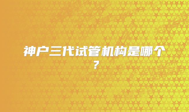 神户三代试管机构是哪个？