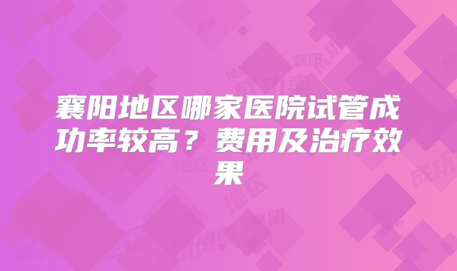 襄阳地区哪家医院试管成功率较高？费用及治疗效果