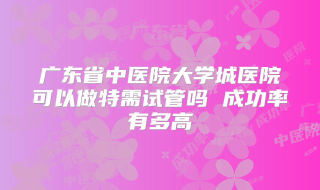 广东省中医院大学城医院可以做特需试管吗 成功率有多高