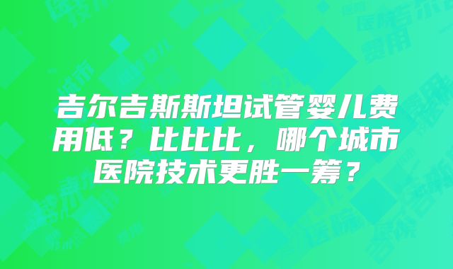 吉尔吉斯斯坦试管婴儿费用低？比比比，哪个城市医院技术更胜一筹？