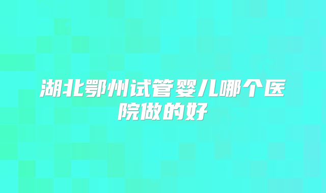 湖北鄂州试管婴儿哪个医院做的好