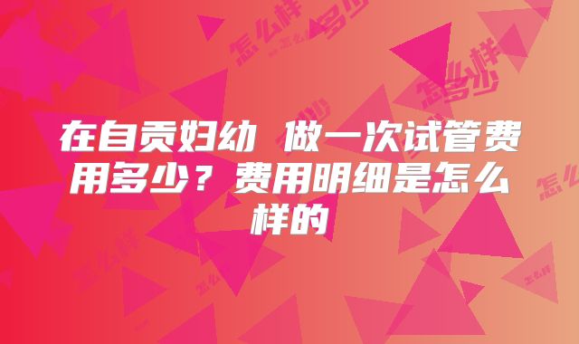 在自贡妇幼 做一次试管费用多少？费用明细是怎么样的