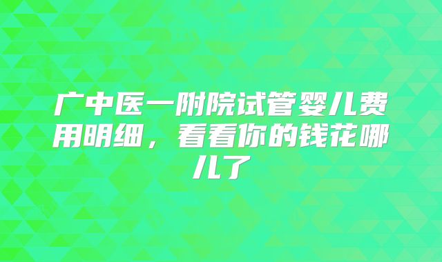 广中医一附院试管婴儿费用明细，看看你的钱花哪儿了